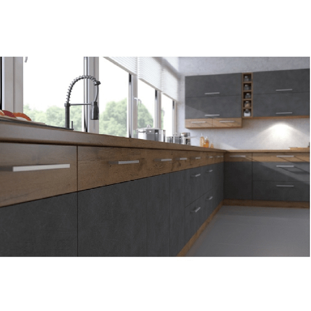 Dolní kuchyňská skříňka pod troubu 60 D GAZ BB Velaga (šedá matná + dub lancelot) *výprodej