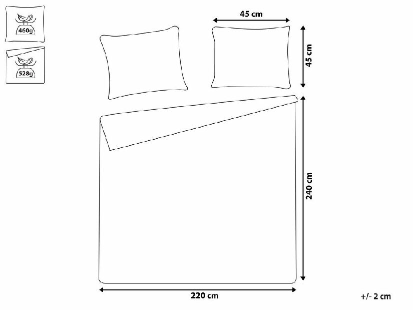 Sada přehozu na postel a 2 polštářů 220 x 240 cm Asbjorn (šedá)