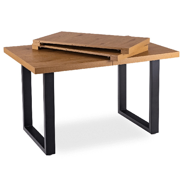 Rozkládací jídelní stůl Tomko (dub zlatý + černá) (pro 6-8 osob)