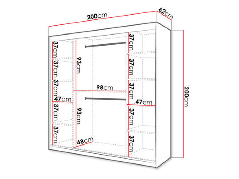 Šatní skříň Reforzarlas (černá + dub artisan)