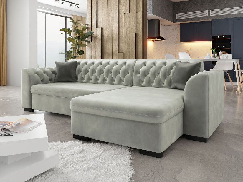 Rohová rozkládací pohovka Leon (P) (Magic Velvet 2240 + Magic Velvet 2240 + Magic Velvet 2217)