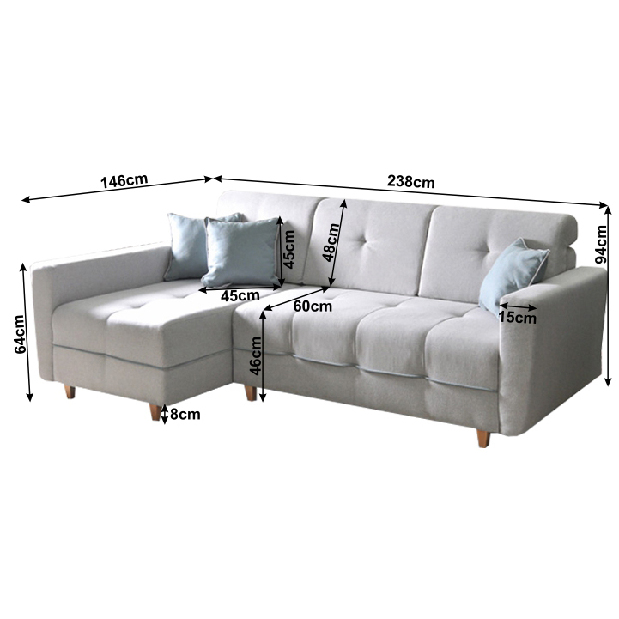 Sedací souprava Haveron (L) (světle šedá)