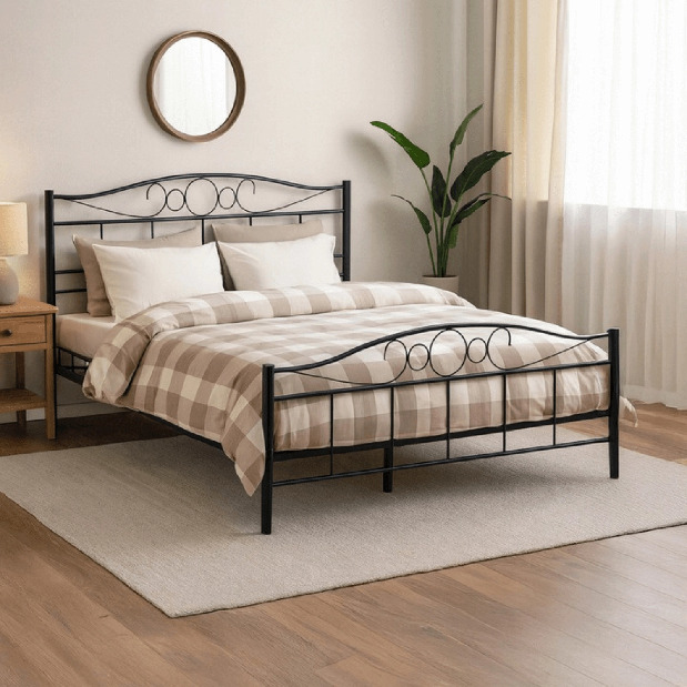 Kovová postel 160 cm Granjeros (černá) (s roštem)