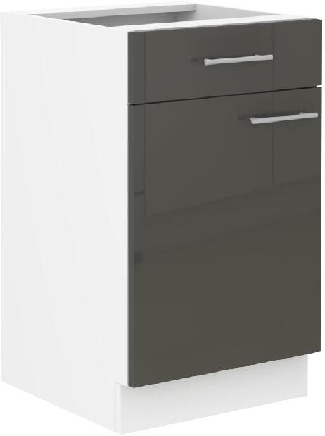 Dolní kuchyňská skříňka Lavera 50 D 1F 1S BB (korpus: bílá + fronta: lesk šedý)