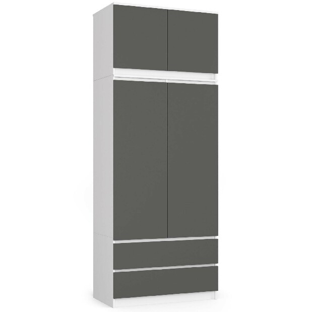 Šatní skříň Submarino (bílá + grafit) (s nádstavcem)