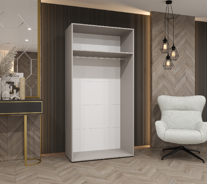 Šatní skříň Alaris 3 100 (černá + kašmír) (se zrcadlem)