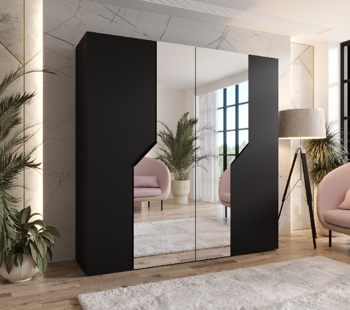 Šatní skříň Alaris 2 200 (černá) (se zrcadlem)