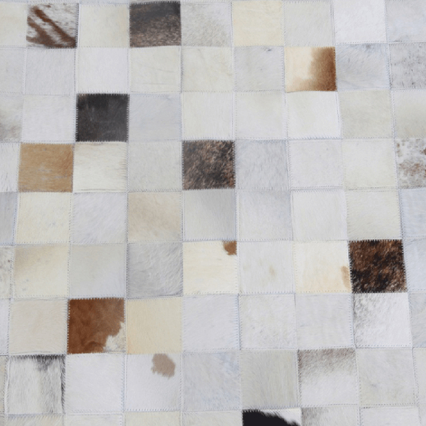 Kožený koberec 200x200 cm Kazuko TYP 10 (hovězí kůže + vzor patchwork)