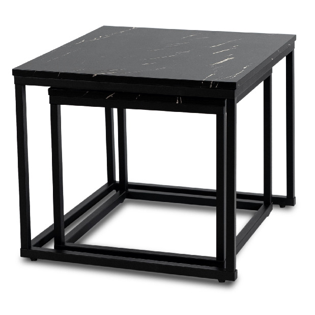 Set 2 konferenčních stolků Jospin (mramor černý)