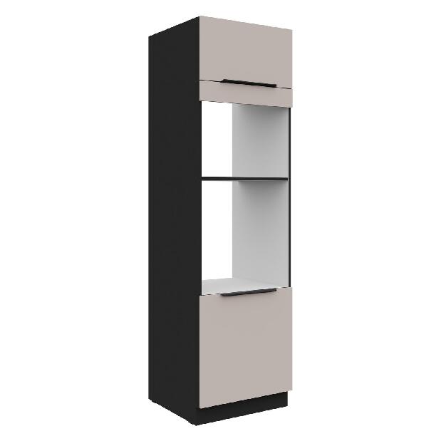 Potravinová kuchyňská skříňka Aaron 60 DPM-210 2F (černá matná + kašmír)