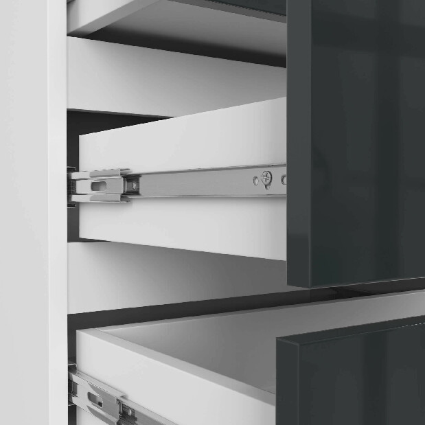 Noční stolek Calado (bílá + lesklý grafit)