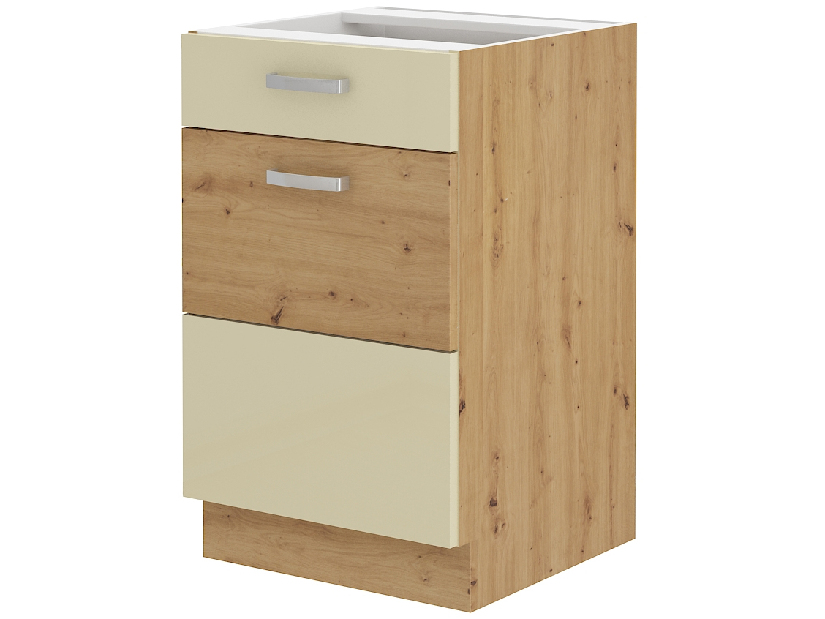 Dolní kuchyňská skříňka Arryn 50 D 1F 1S (dub artisan + lesk krémový)
