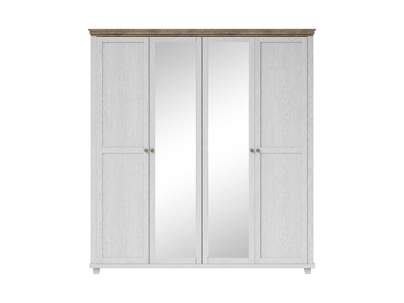 Šatní skříň se zrcadlem Elvina S Typ 20 (bílý popel + dub lefkas)