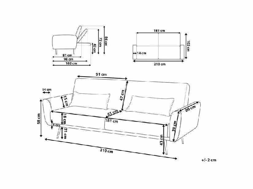 Pohovka Ely (černá)