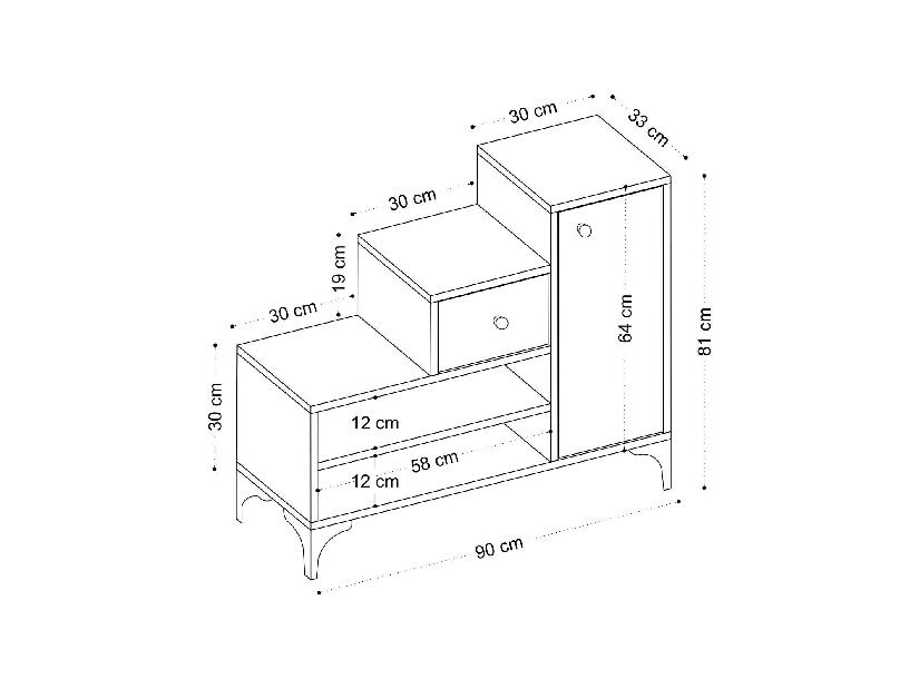 Botník (skříňka na boty) Beside 3 (bílá + zlatá)