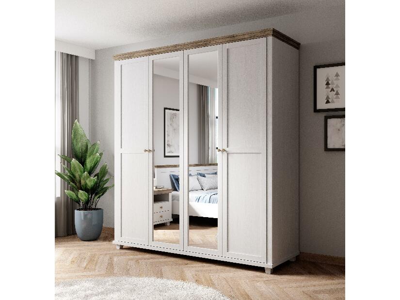 Šatní skříň se zrcadlem Elvina S Typ 20 (bílý popel + dub lefkas)