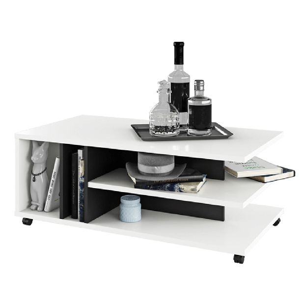 Konferenční stolek Dastina (bílá + černá)