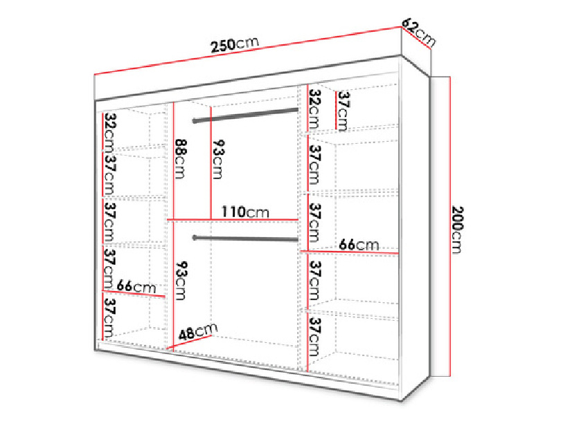 Šatní skříň Torro 2250 (černá)