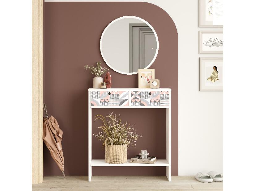 Konzolový stolek Lentorella 2 (se zrcadlem) (bílá + vícebarevné)