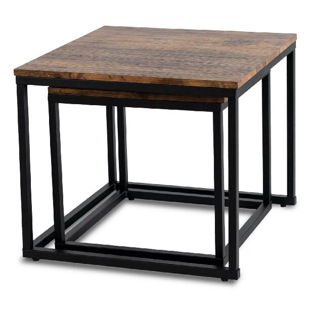 Set 2 konferenčních stolků Ocupa (dub rustikal + černá)