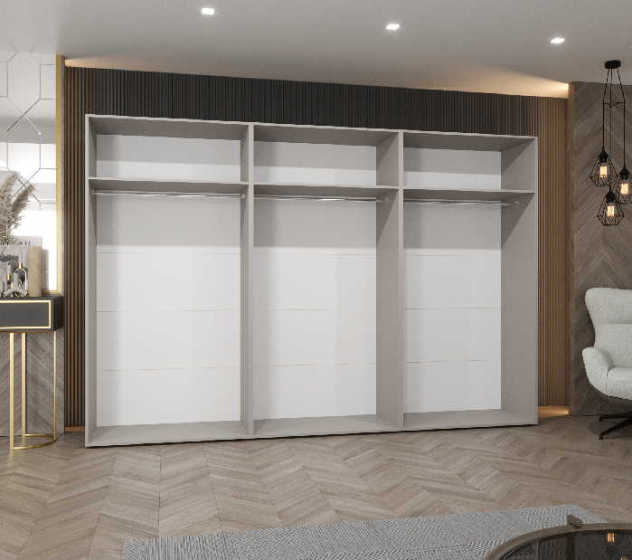 Šatní skříň Alaris 3 300 (černá + kašmír) (se zrcadlem)