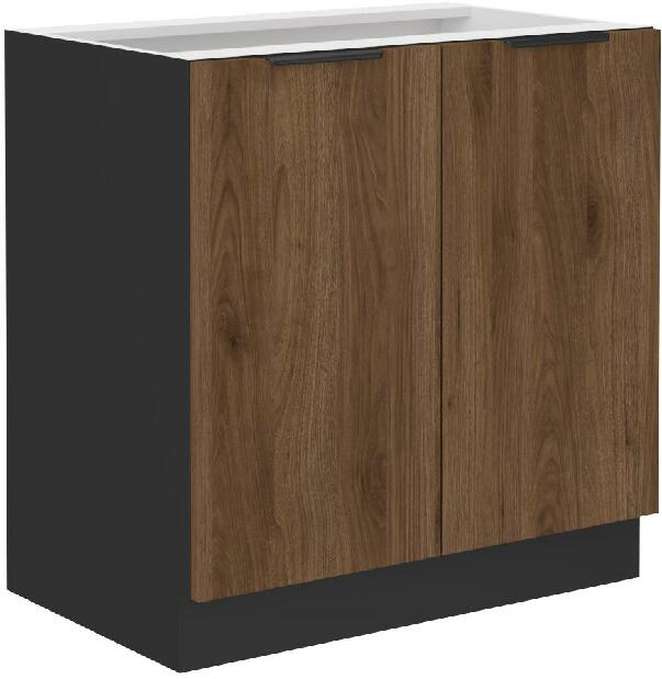 Dolní kuchyňská skříňka Manana 80 D 2F BB (korpus: černá matná + fronta: ořech okapi)
