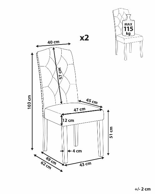 Set 2 ks. jídelních židlí SIREL (béžová)