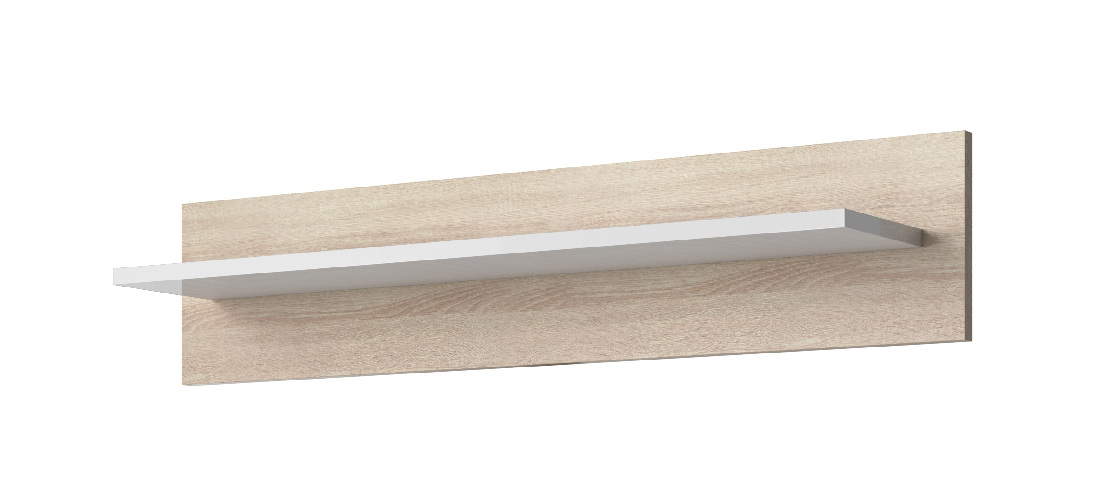 Polička Melia Typ 01 (bílá + dub sonoma světla + bílý vysoký lesk)