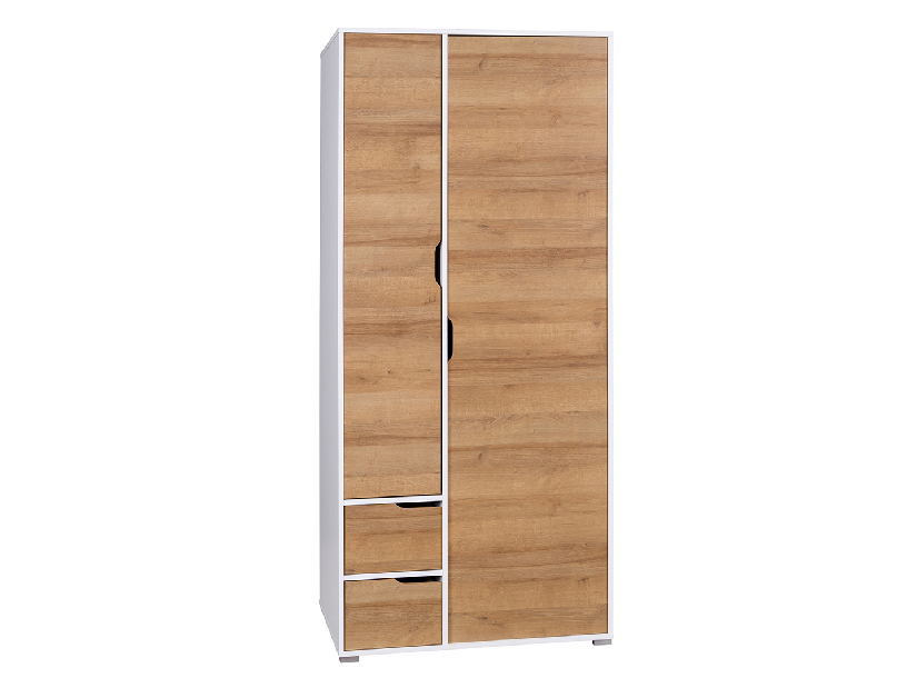 Šatní skříň Iweta SZ2D (bílá matná + dub zlatý)