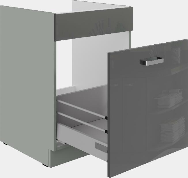 Dolní kuchyňská skříňka Gonir 60 ZL 1S BB (korpus: šedá + fronta: lesk šedý)