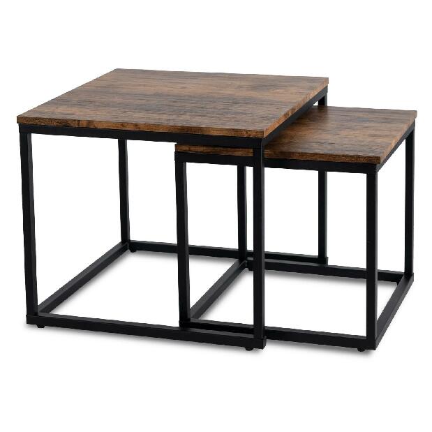 Set 2 konferenčních stolků Ocupa (dub rustikal + černá)