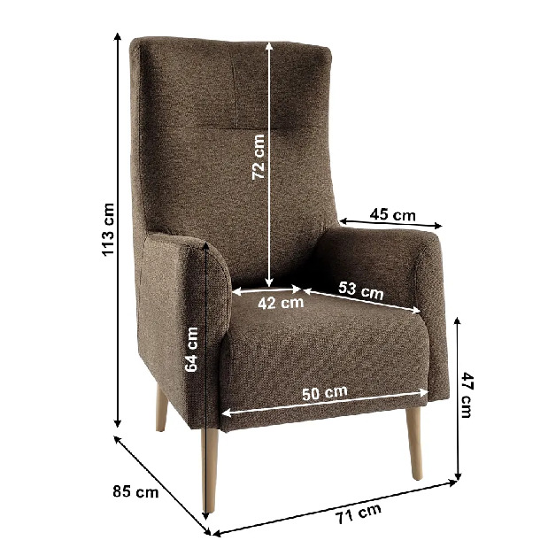 Křeslo ušák Sammie (hnědá)