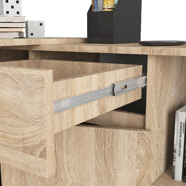 Rohový PC stůl Cuidar (dub sonoma)