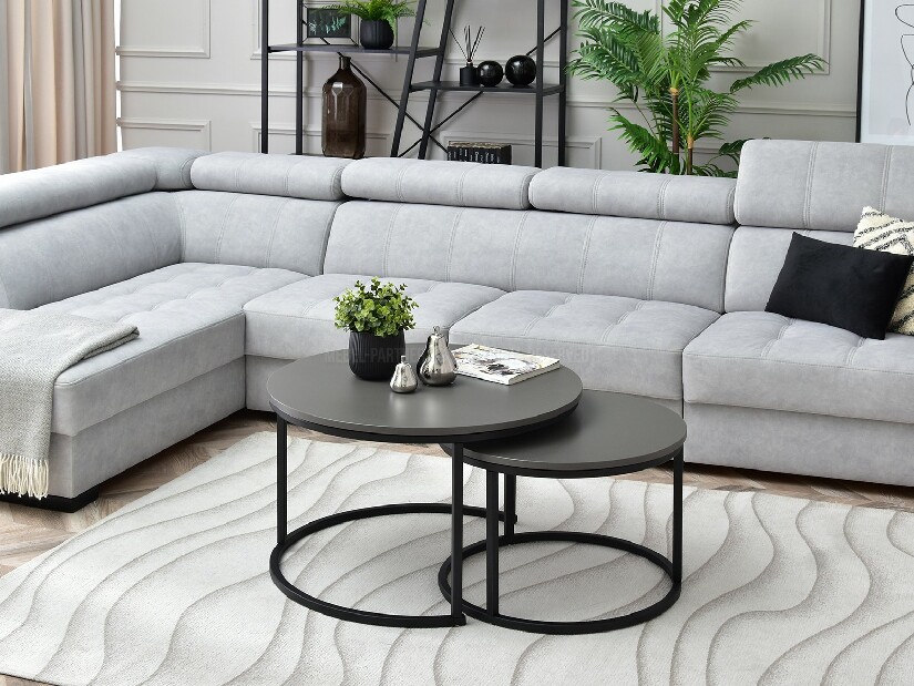 Set 2 konferenčních stolků Novedosa (grafitová + černá)