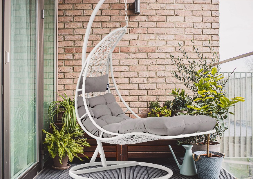 Závěsné křeslo Cleopatra (bílá + světle šedá)