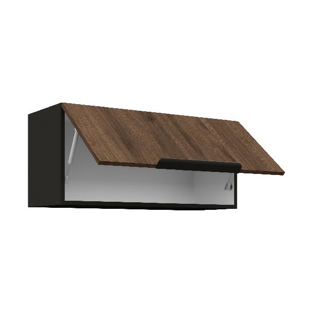 Horní kuchyňská skříňka Manana 80 GU 36 1F (korpus: černá matná + fronta: ořech okapi)