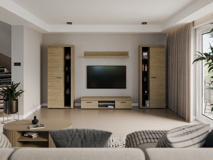 Obývací stěna Rudby XL (dub olejový) (bez osvětlení)