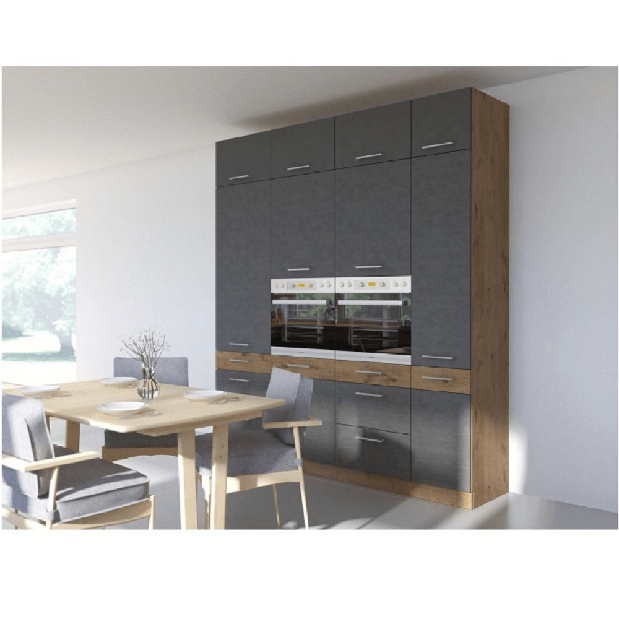 Dolní kuchyňská skříňka pod troubu 60 D GAZ BB Velaga (šedá matná + dub lancelot) *výprodej