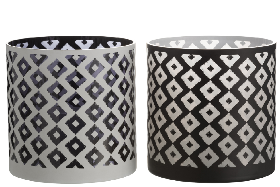 Svícen (bílá + černá) 25x25x25cm