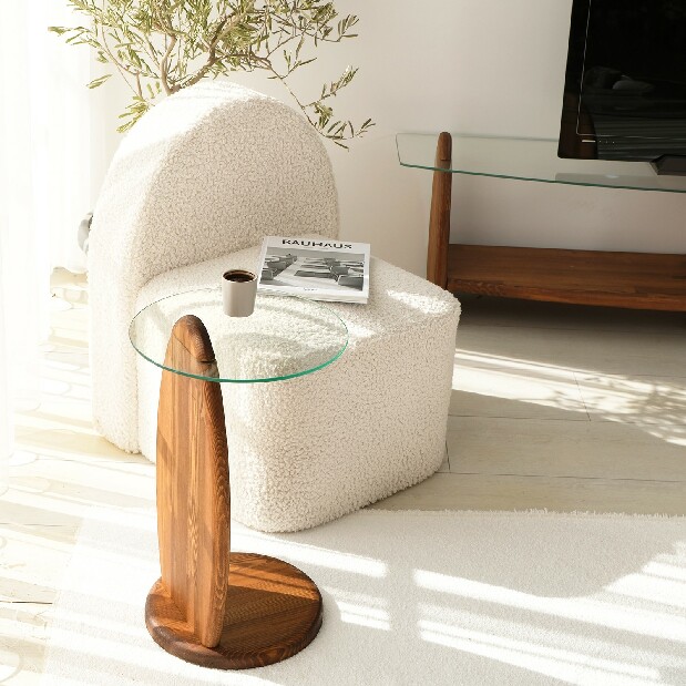 Příruční stolek Surfiuse (kaštan + sklo)