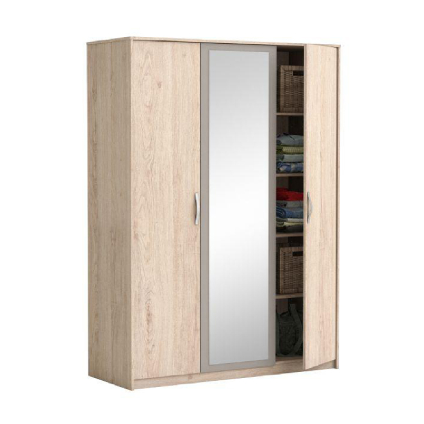 Šatní skříň Bihop 3D1Z (dub arizona + šedá)