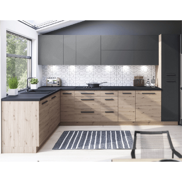 Dolní rohová kuchyňská skříňka D90N Langari (dub artisan) *výprodej