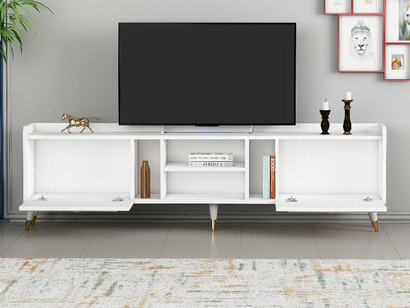 TV stolek/skříňka Kadole 2 (bílá + zlatá)