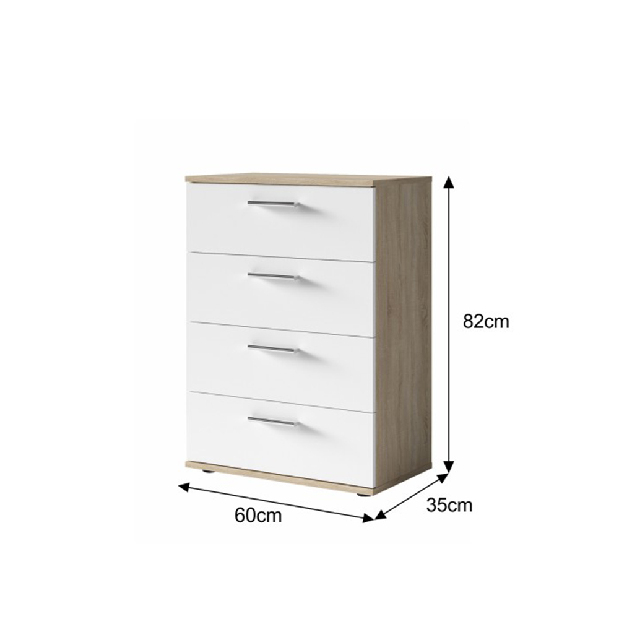Komoda Mirah typ 4 (dub sonoma + bílá)