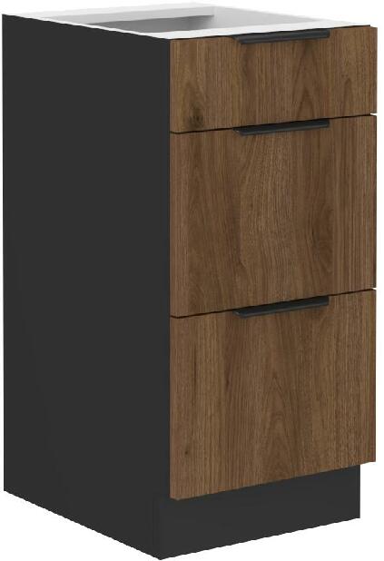 Horní kuchyňská skříňka Manana 40 D 3s BB (korpus: černá matná + fronta: ořech okapi)