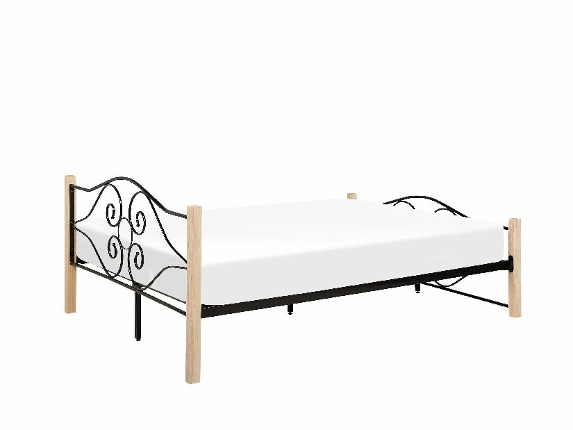 Manželská postel 160 cm FLANGE (s roštem) (černá)