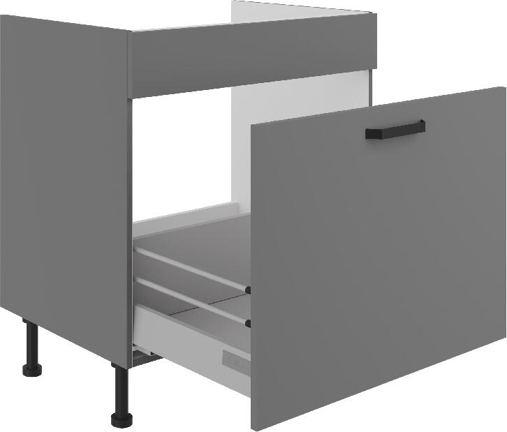 Dolní kuchyňská skříňka pod dřez Nesia 80 ZL 1S BB (korpus: antracit + fronta: antracit)