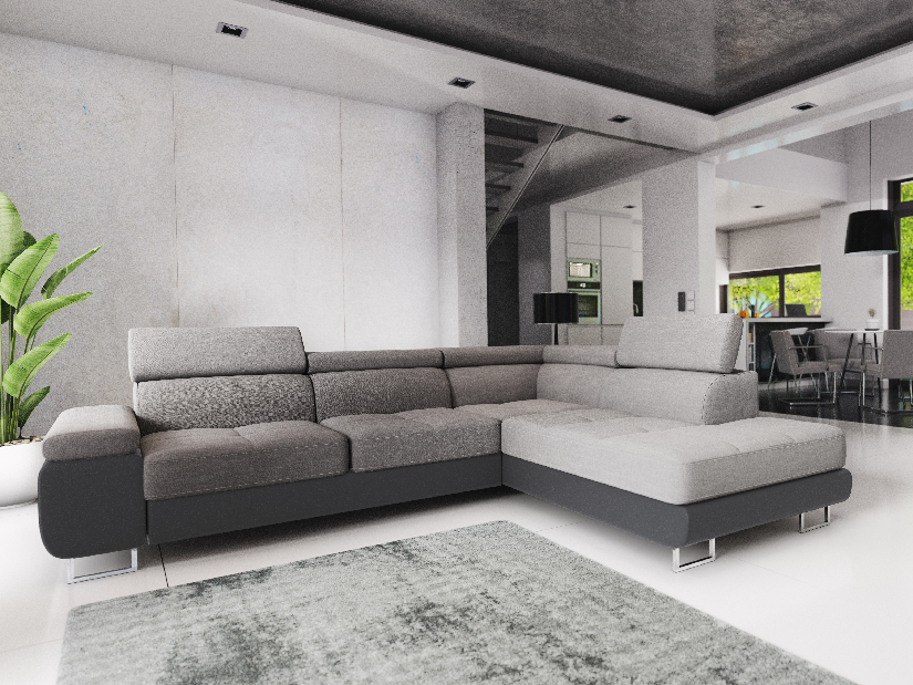Rohová sedací souprava Ascend L (šedá + tmavě šedá) (P)