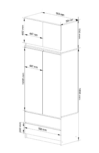 Šatní skříň Submarino (dub sonoma) (s nástavbou)