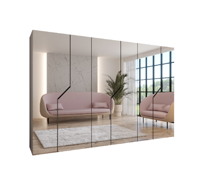 Šatní skříň Alaris 3 300 (kašmír + černá) (se zrcadlem)